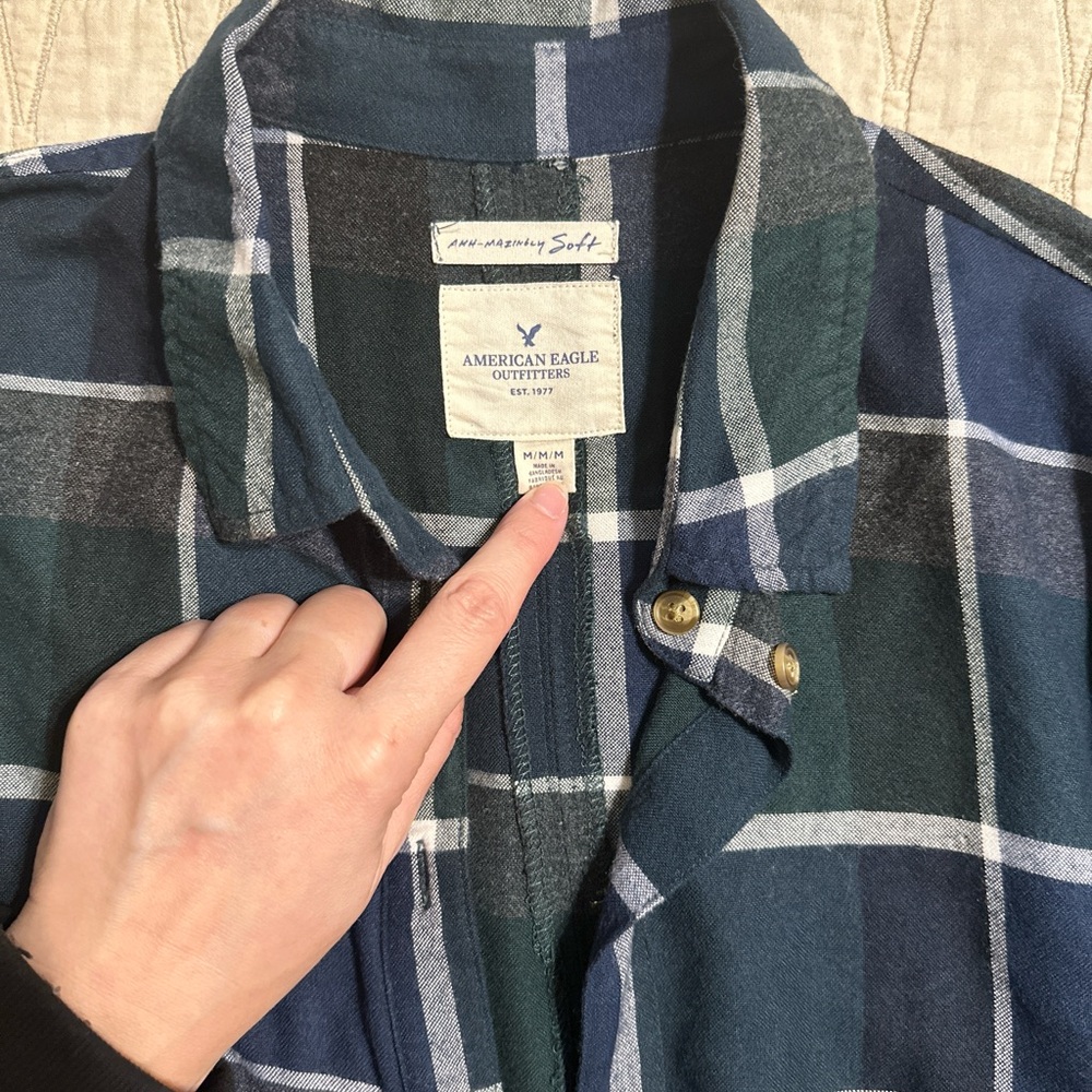 American Eagle Plaid Flannel Babydoll Peplum Top, Size M, NWOT - Picture 5 of 5